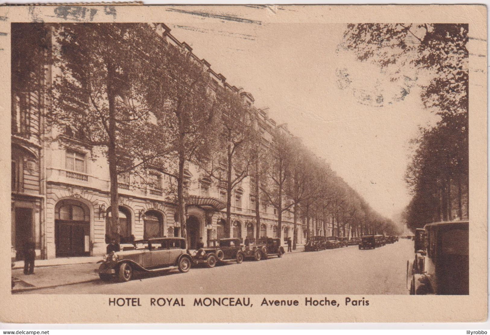 PARIS - Hotel Royal Monceau Avenue Hoche. VG Old Cars Etc - 1935 Postmark - Pubs, Hotels, Restaurants
