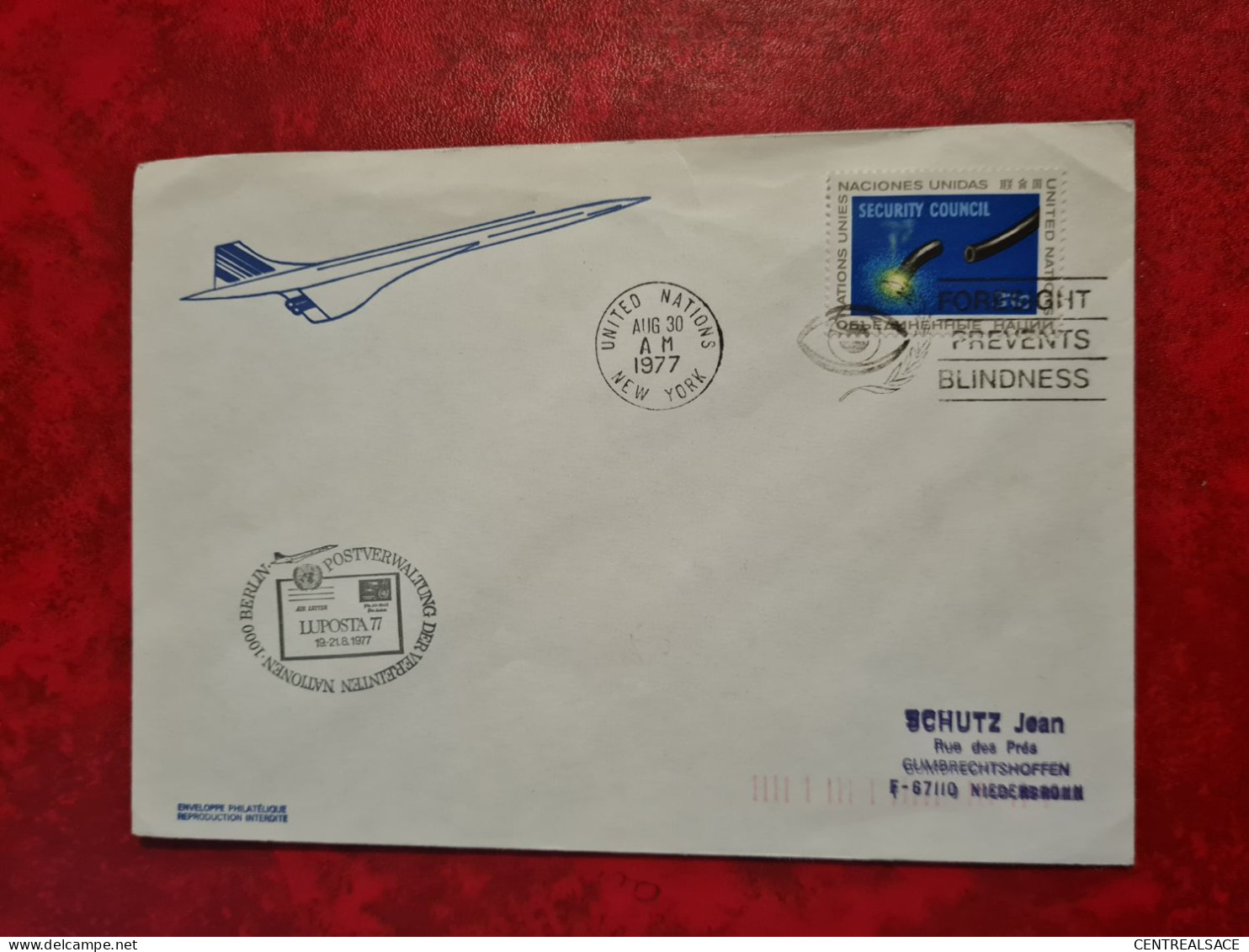 Lettre CONCORDE 1977 UNITED NATIONS FLAMME POSTVERWALTUNG NATIONS UNID BERLIN - Andere & Zonder Classificatie