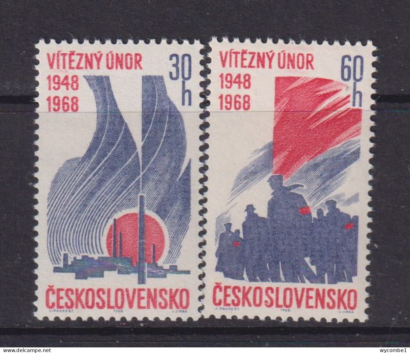 CZECHOSLOVAKIA  - 1968 Victorious February Set Never Hinged Mint - Unused Stamps