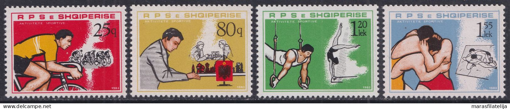 Albania, 1983, Sport; Cycling, Chess, Gymnastics, Wrestling - Albanië