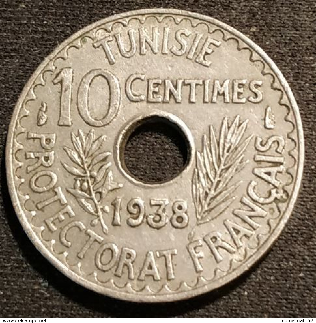 TUNISIE - TUNISIA - 10 CENTIMES 1938 ( 1357 ) - Ahmad Pasha - Protectorat Français - KM 259 - Tunesien