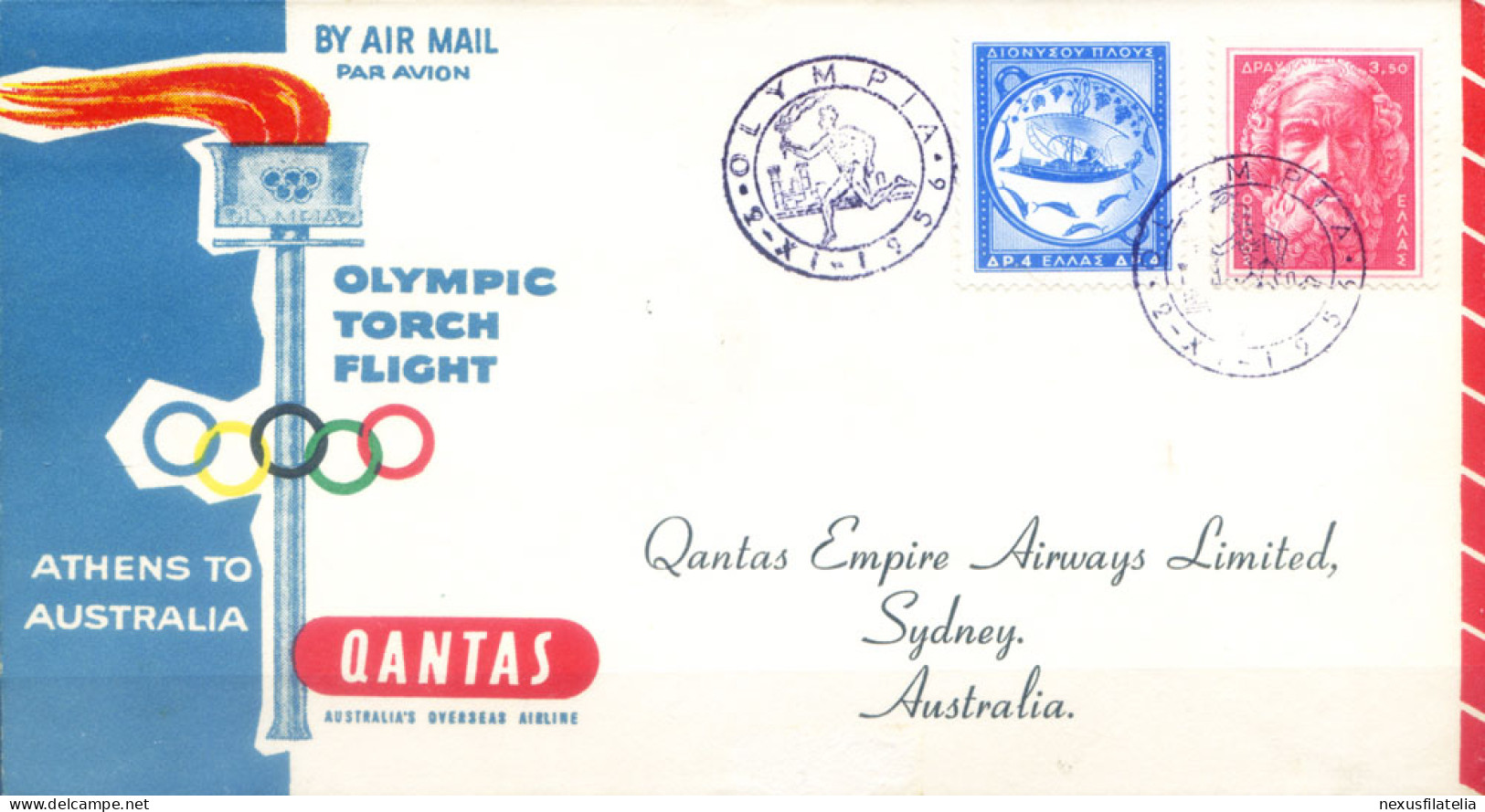 Sport. Volo Quantas Della Torcia Olimpica 1956. - Other & Unclassified