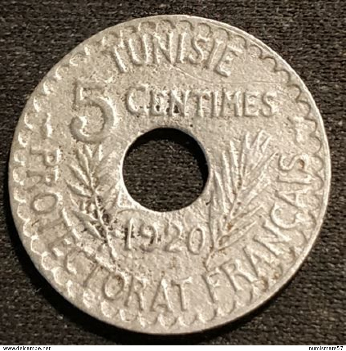 TUNISIE - TUNISIA - 5 CENTIMES 1920 ( 1339 ) - Grand Module - Muhammad Al-Nasir - Protectorat Français - KM 242 - Tunisie