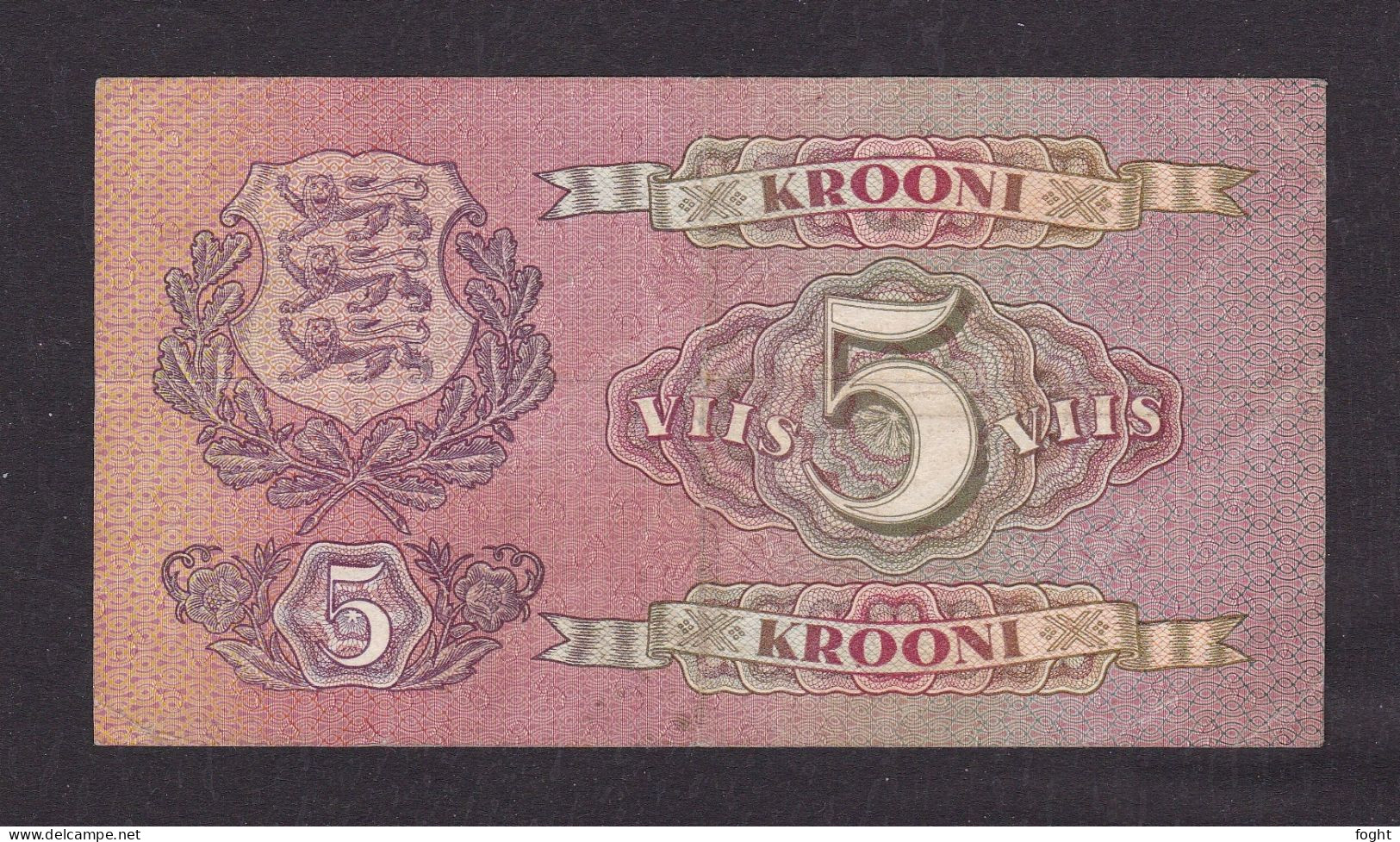 1929 Estonia Bank Of Estonia Banknote 5 Krooni,P#62A - Estland