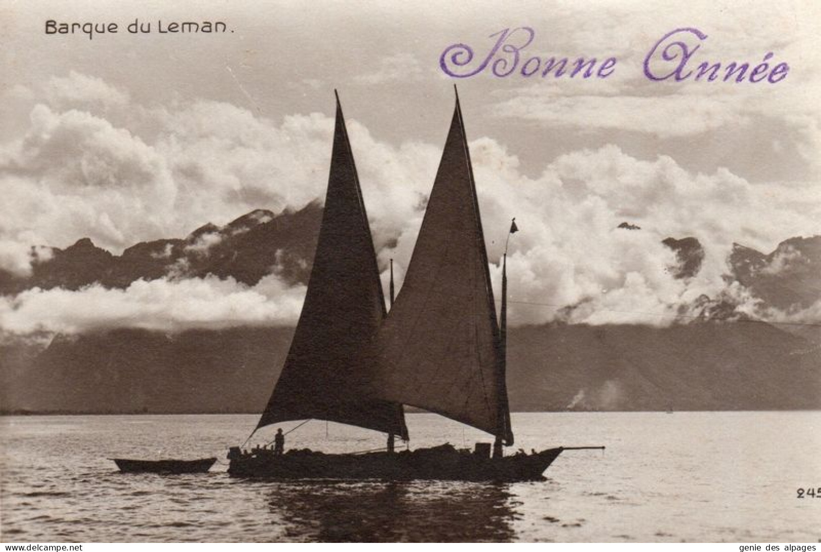 Suisse, Barque Du Léman,  Voiles, Barque Ancienne , Bonne Année, Ed. Art Perrochet-Matile, Lausanne 245 - Veleros