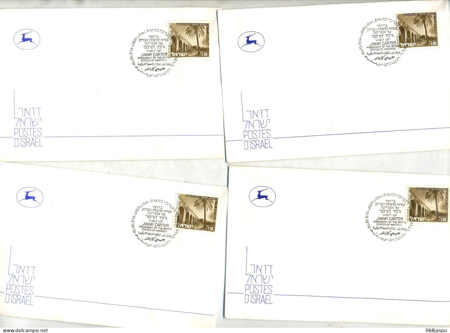 Lettre Cachet Jérusalem Visite Carter Jimmy - Lettres & Documents