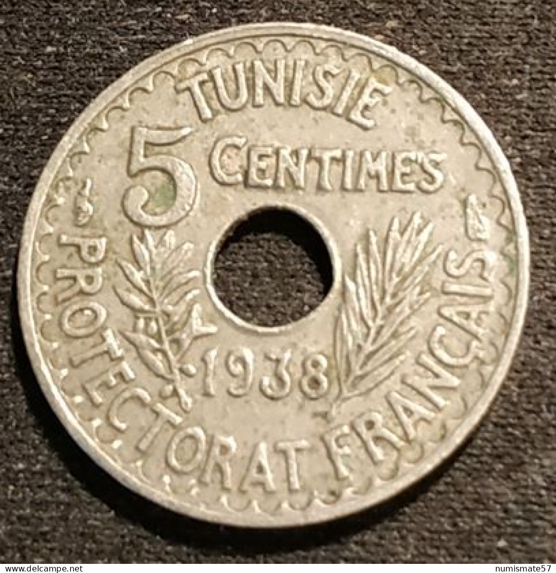 TUNISIE - TUNISIA - 5 CENTIMES 1938 ( 1357 ) - Ahmad Pasha - Protectorat Français - KM 258 - Tunesië