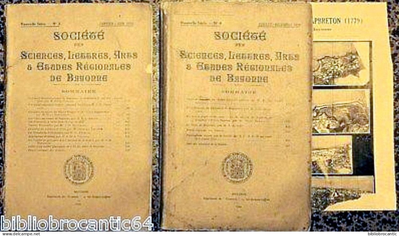 "SOCIETE SCIENCES, LETTRES & ARTS BAYONNE"en 2 Volumes 1929 (Sommaire Scanné) + Descriptif Complet - Pays Basque