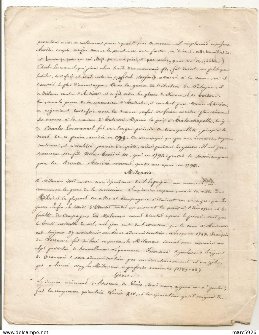 N°2014 ANCIENNE LETTRE NOTE HISTORIEN PAYS ITALIE PAS DE DATE - Historische Documenten