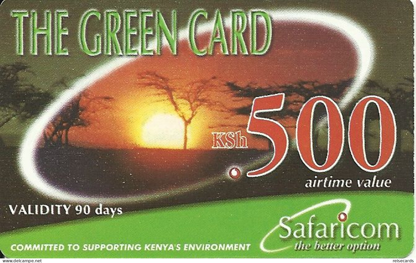Kenya: Prepaid Mobile Safaricom - The Green Card, Sunset - Kenia