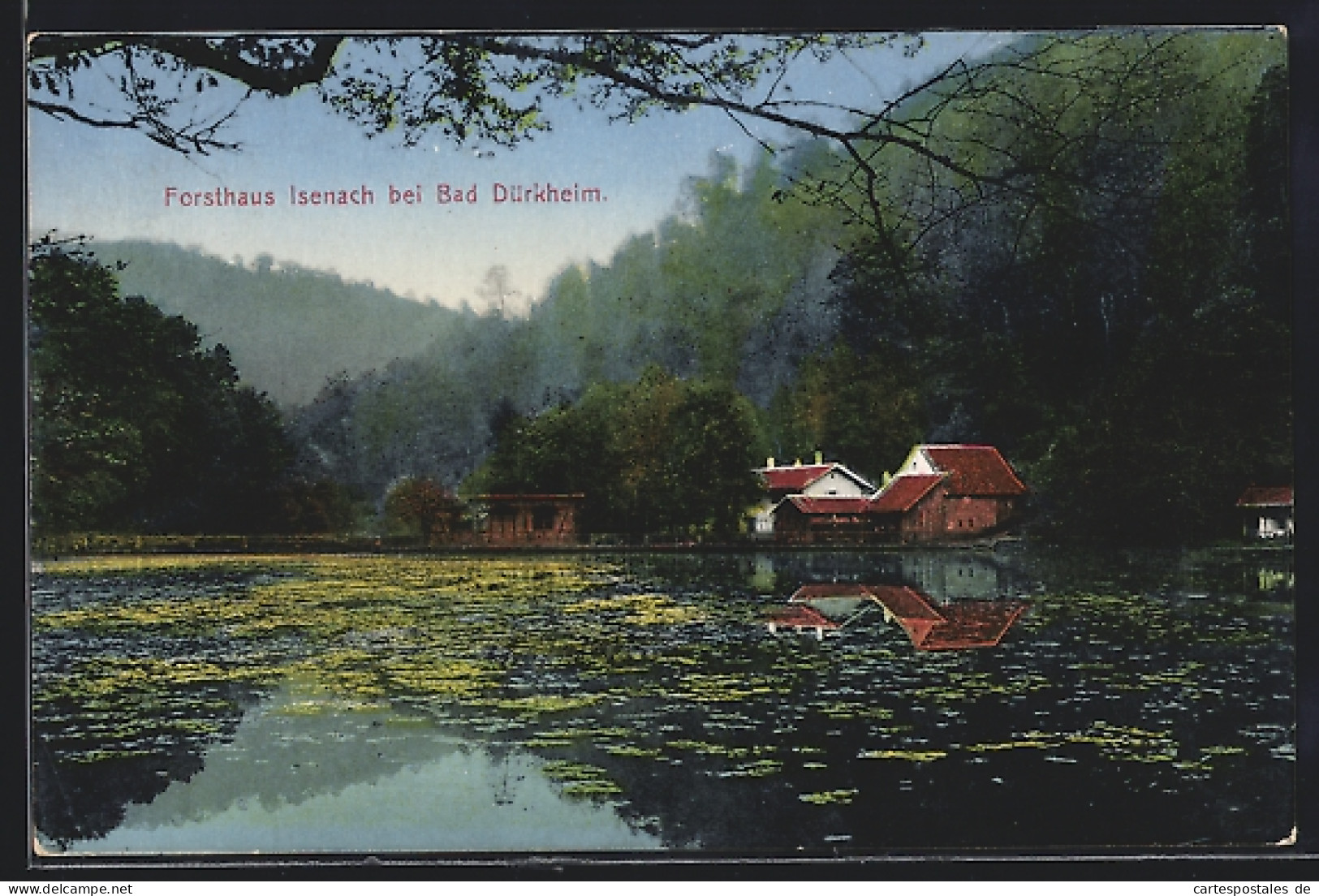 AK Isenach Bei Bad Dürkheim, Uferpartie Mit Gasthaus Forsthaus  - Jagd