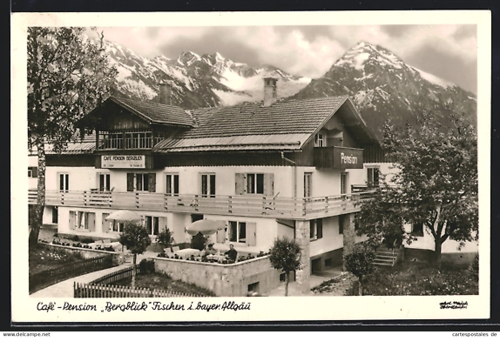 AK Fischen I. Bayer. Allgäu, Cafe-Pension Bergblick  - Fischen