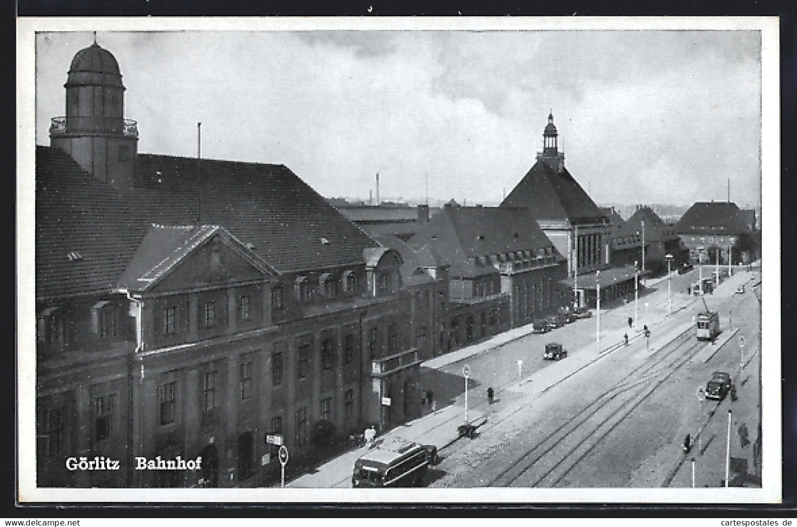AK Görlitz, Bahnhof Mit Strassenbahn  - Görlitz