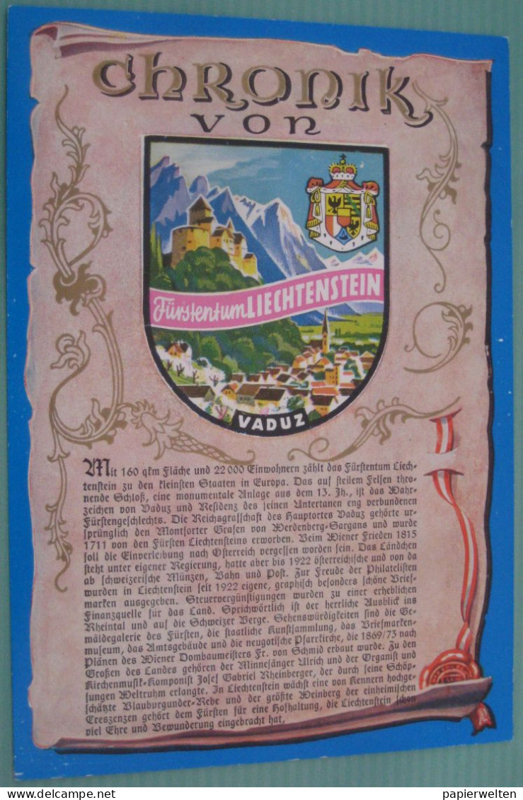 Vaduz - Künstlerkarte "Chronik Von Fürstentum Liechtenstein" - Liechtenstein