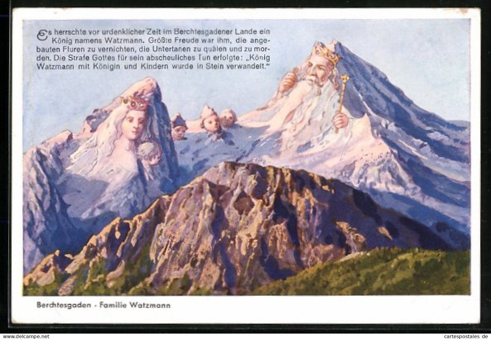 AK Berchtesgaden, Familie Watzmann, Vermenschlichte Berge, Berggesichter  - Sonstige & Ohne Zuordnung