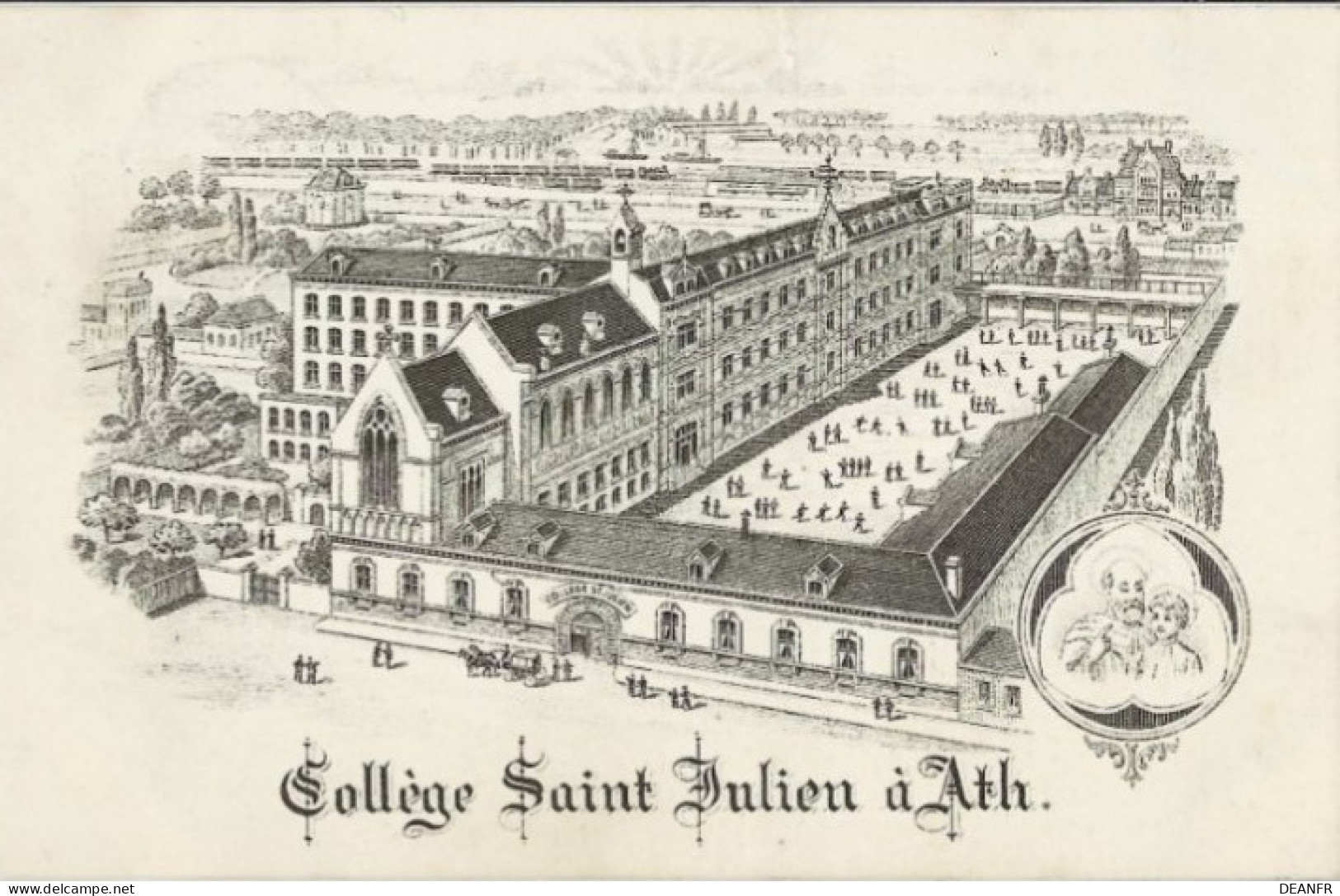 ATH : LITHO : Collège Saint Julien à Ath. Légère Déchirure En Haut Au Dessus De A De CARTE Au Verso, Sinon Très Bon état - Ath