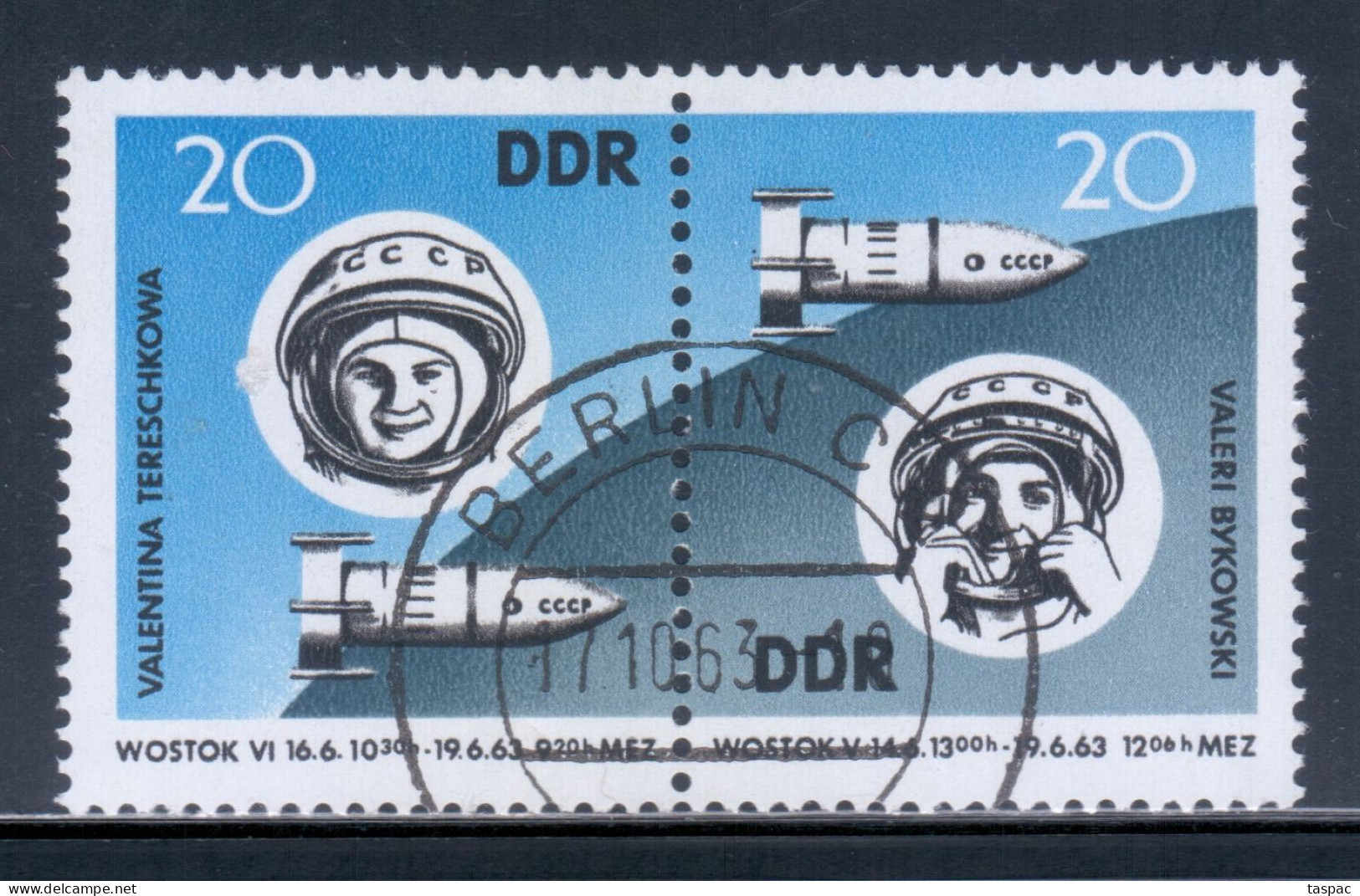 East Germany / DDR 1963 Mi# 970-971 Used - Pair - Space Flights Of Valeri Bykovski And Valentina Tereshkova - Europa