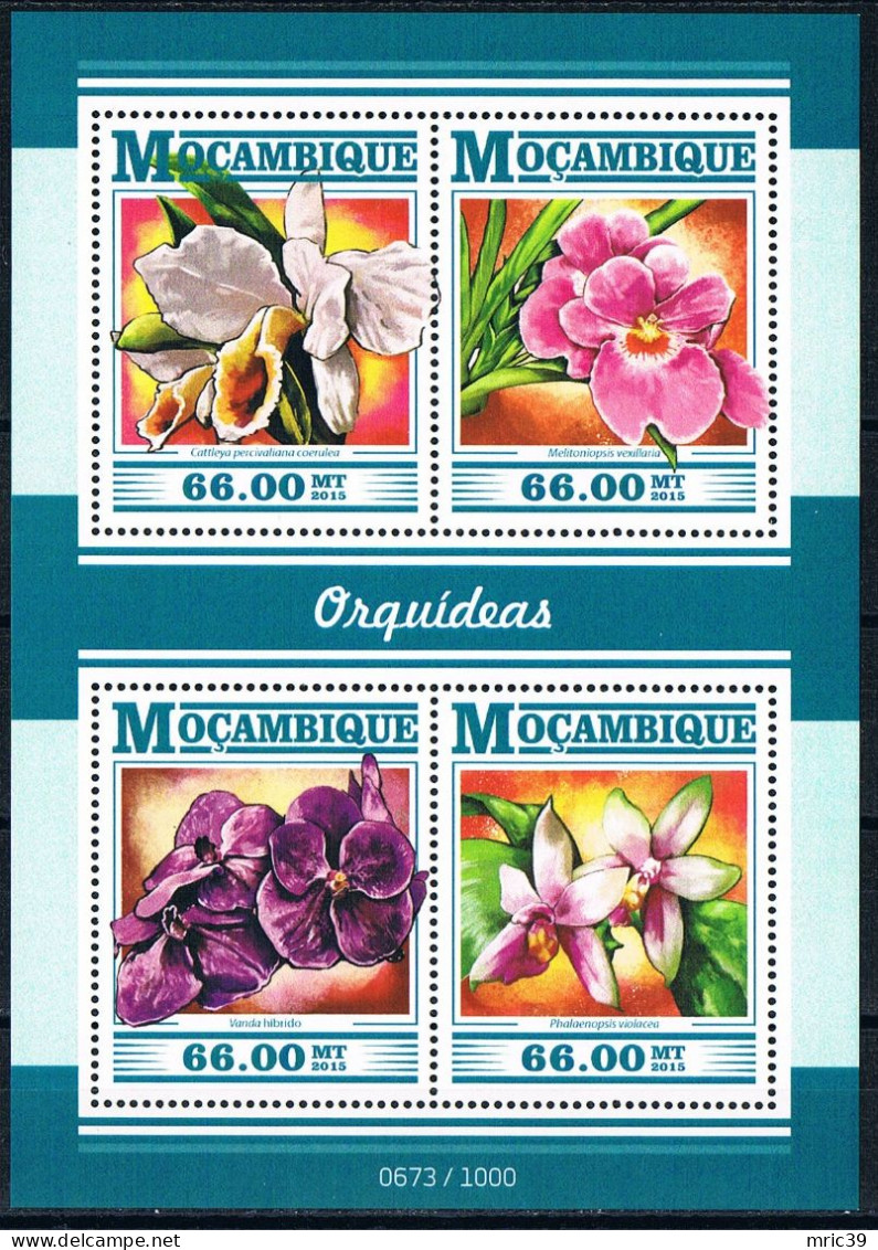 Bloc Sheet  Fleurs Orchidées Flowers Orchids  Neuf  MNH **   Mozambique Mocambique 2015 - Orchidées