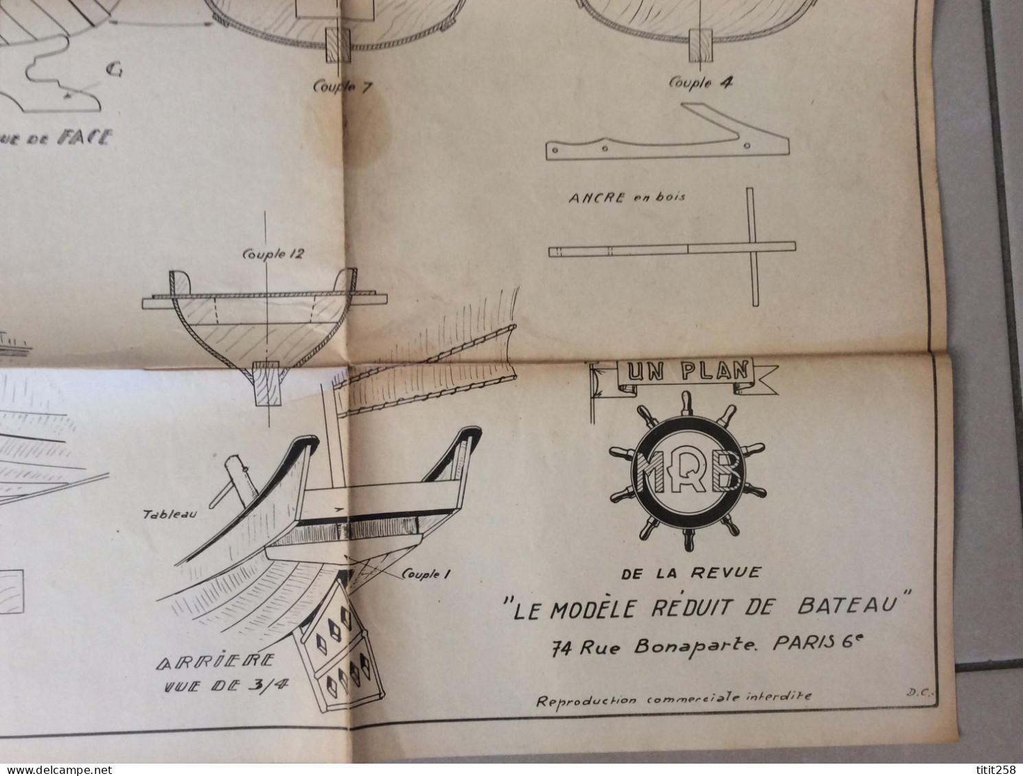 Ancien Grand Plan MRB Maquette ( Bateau ) JONQUE De La Baie D'along Vietnam Indochine - Andere Plannen