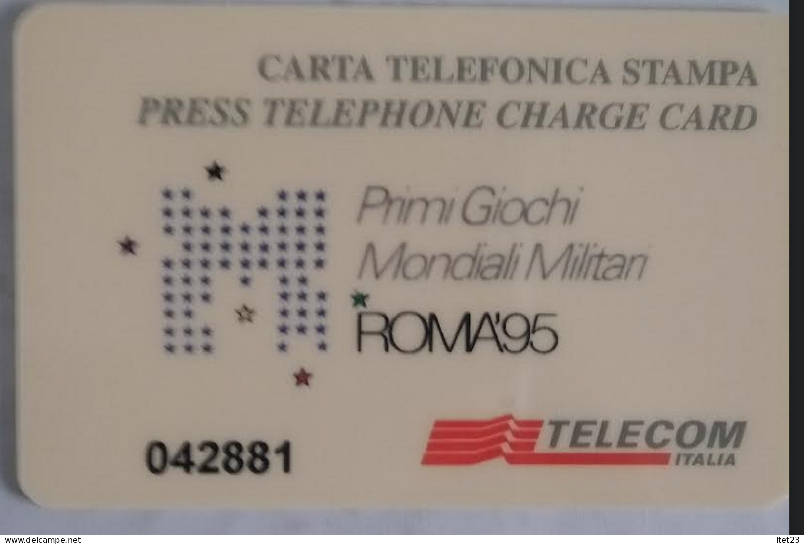 SCHEDA TELEFONICA ITALIANA - USI SPECIALI-STAMPA- ROMA 95- PRIMI GIOCHI MONDIALI MILITARI C&C 4048 - Collezioni