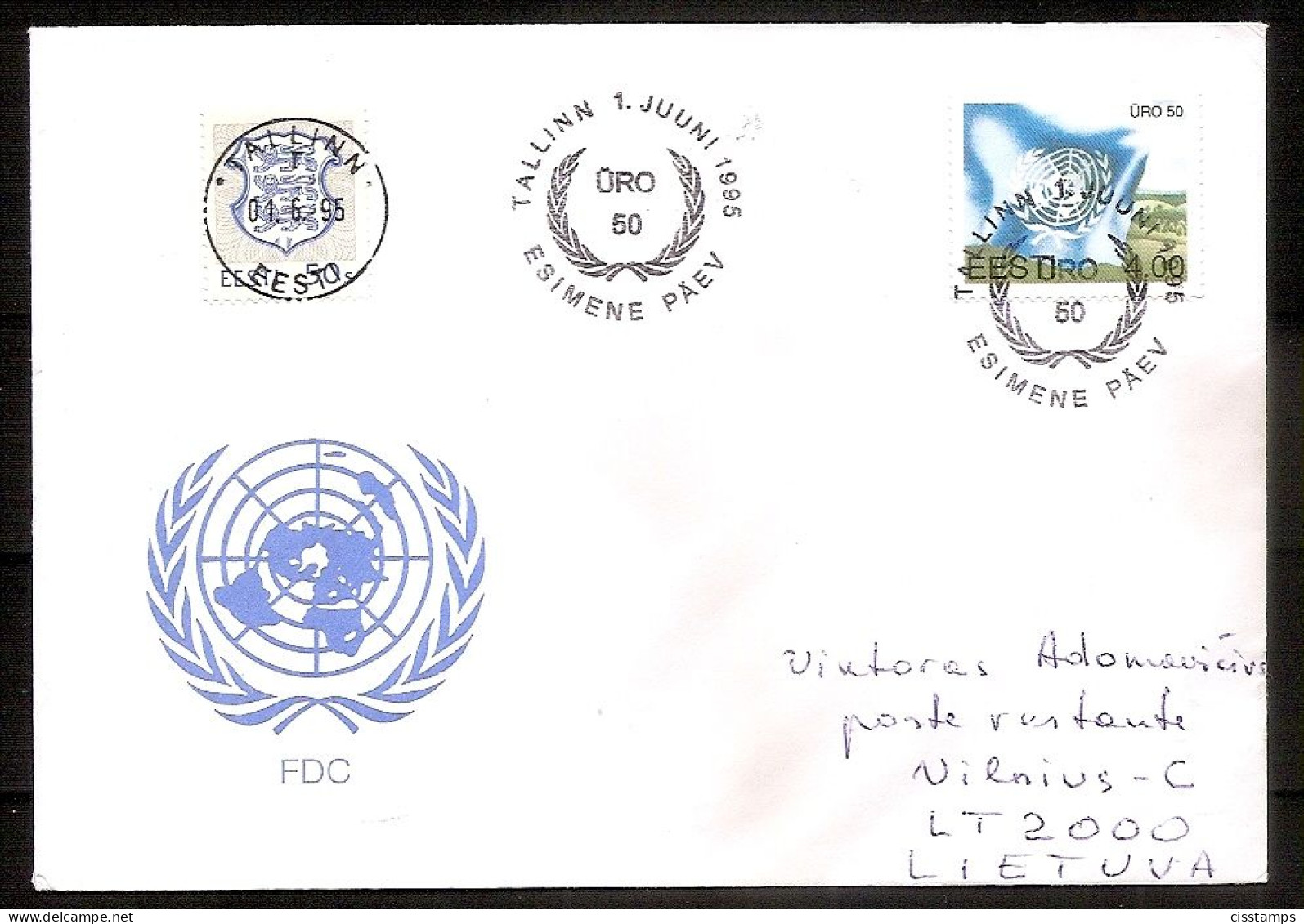 Estonia 1995●50th Anniversary UNO●Mi255 FDC - Estland