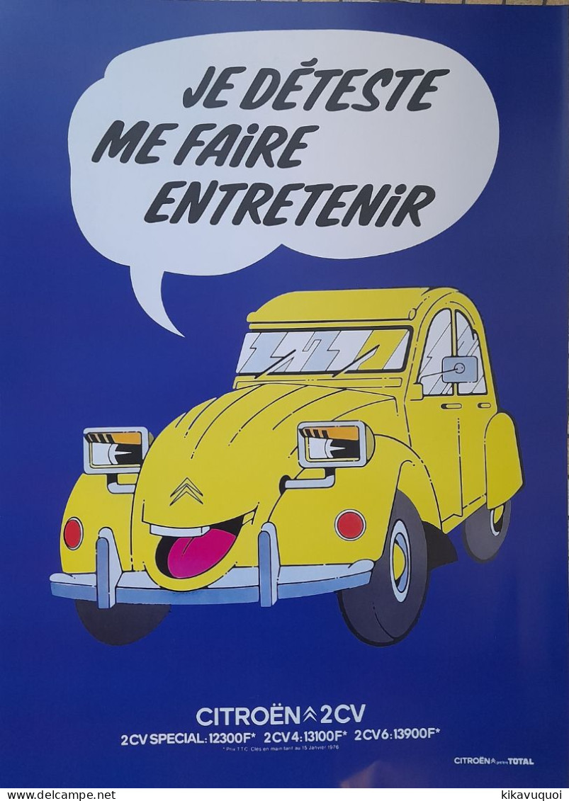 CITROEN 2CV 2 CV - JAUNE - TOTAL - AFFICHE POSTER - Voitures