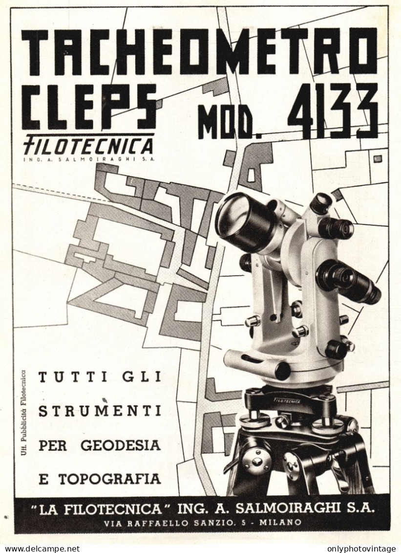 Filotecnica Ing. Salmoiraghi, Tacheometro Cleps 4133, Pubblicità, 1940 Ad - Publicités