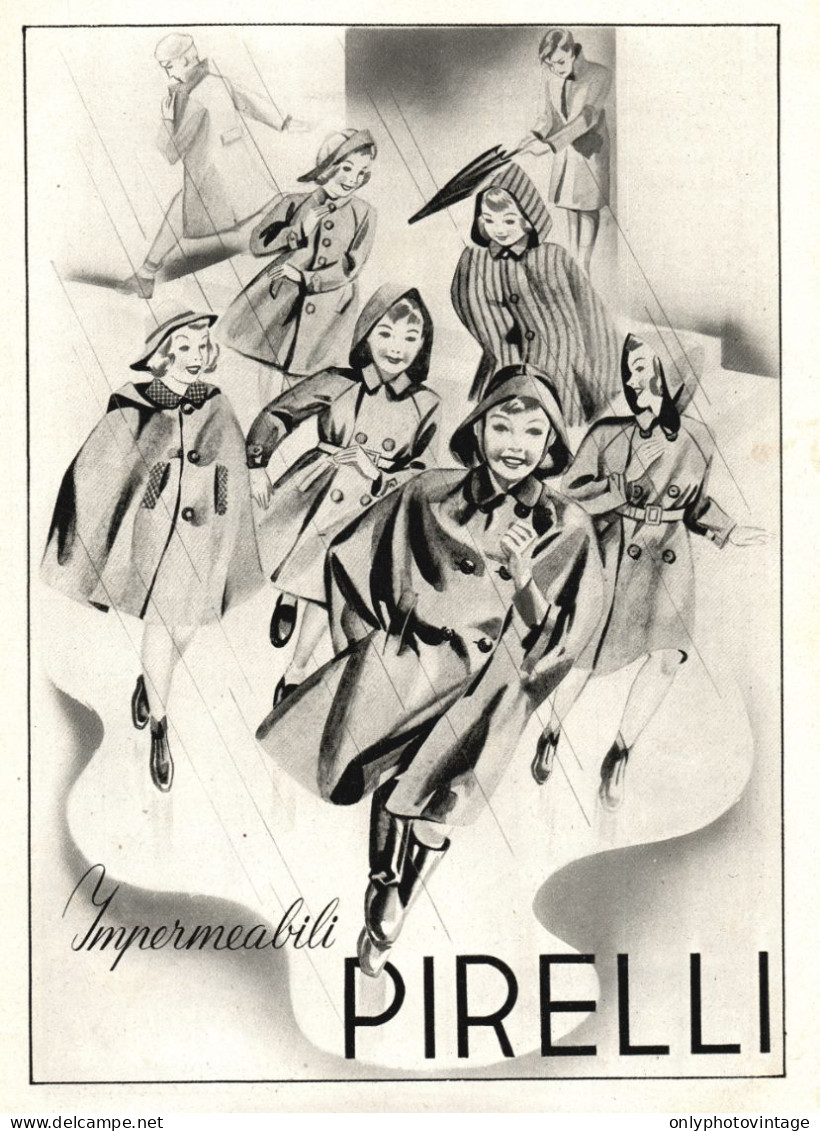 Impermeabile PIRELLI, Illustrazione, Pubblicità, 1940 Vintage Advertising - Publicités
