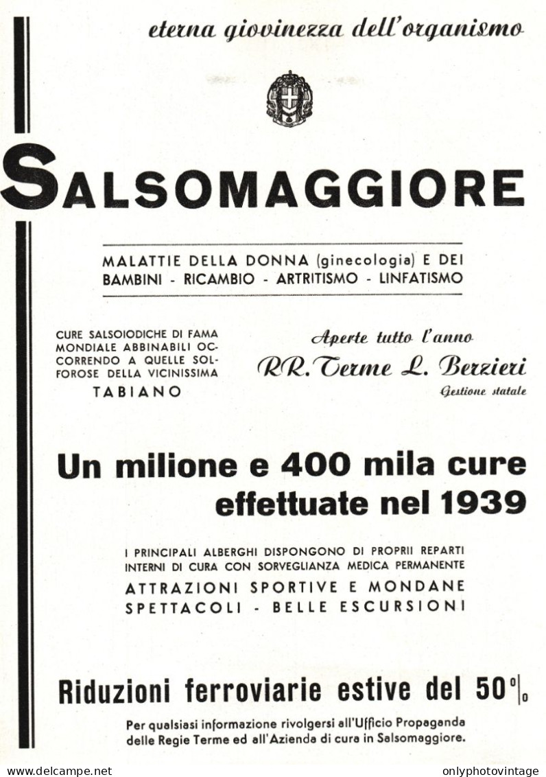 Salsomaggiore Eterna Giovinezza Dell'organismo, Pubblicità 1940 Vintage Ad - Publicités