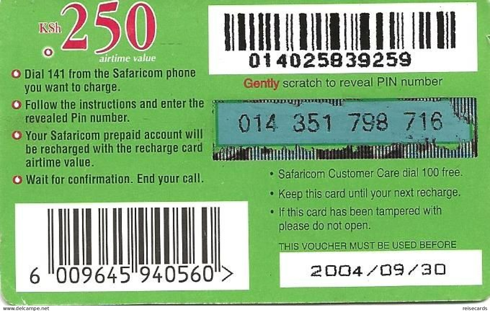 Kenya: Prepaid Mobile Safaricom - The Green Card - Kenya