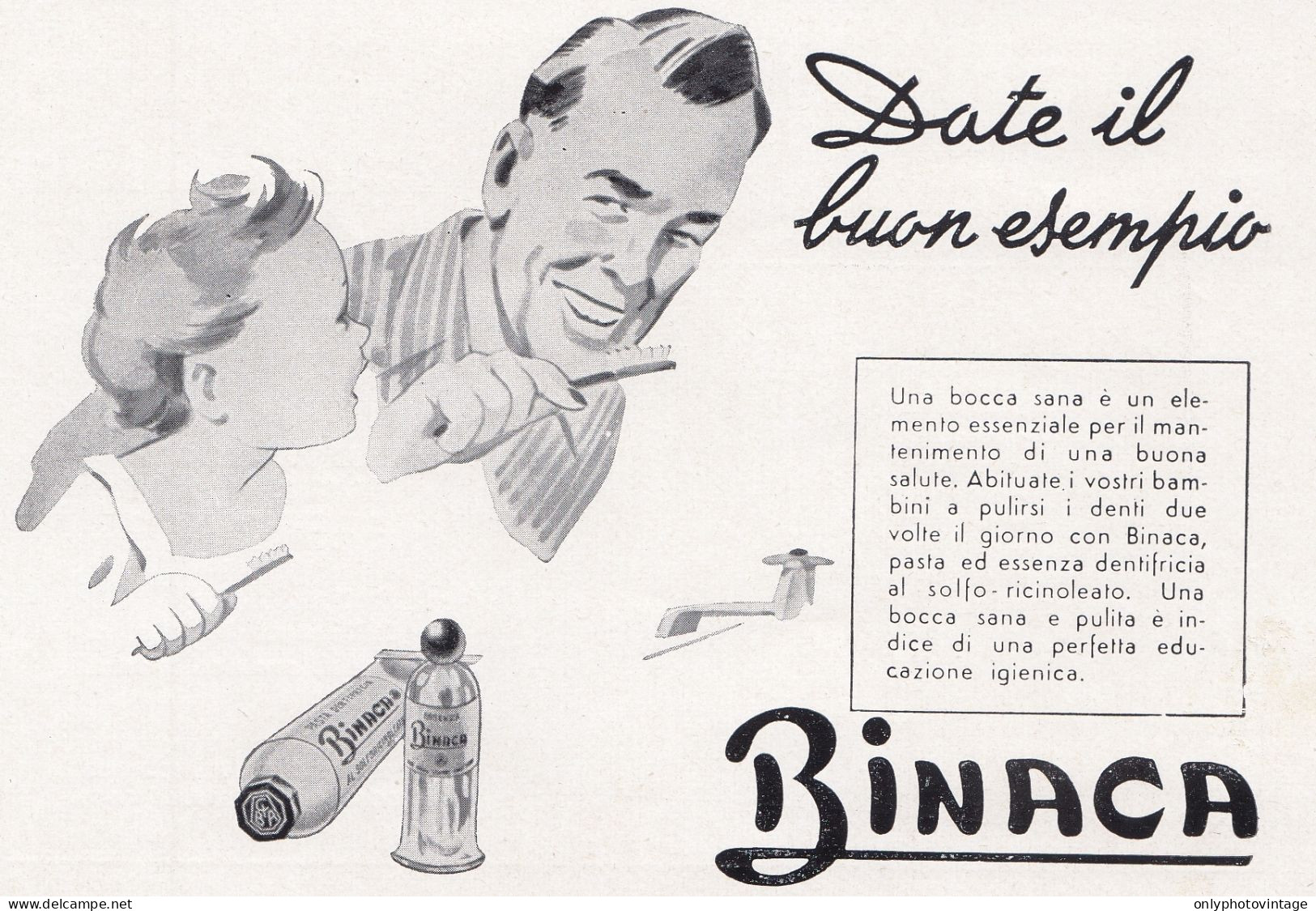 Dentifricio BINACA, Vignetta, Pubblicità Epoca 1951, Vintage Advertising - Advertising