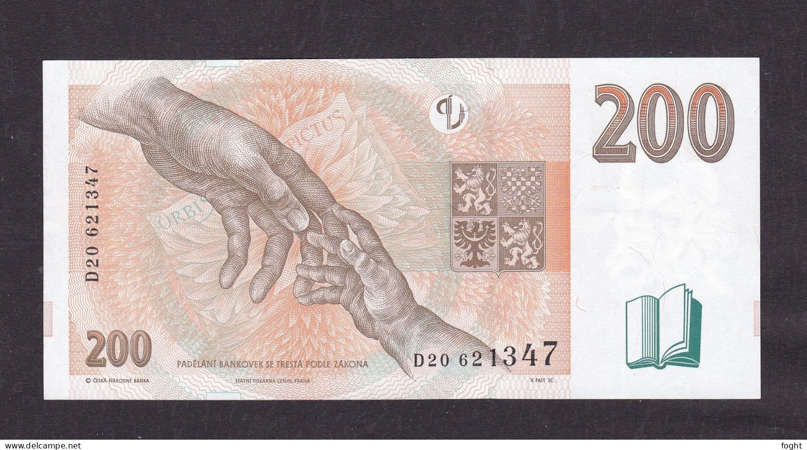 1998 Czech Republic Czech National Bank Banknote 200 Korun,P#19B - República Checa