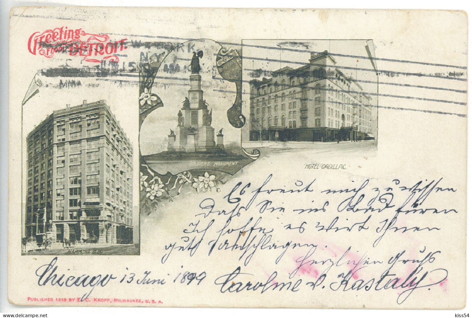 US 31 - 4087 DETROIT, Litho, U.S. - Old  Postcard - Used - 1899 - Detroit