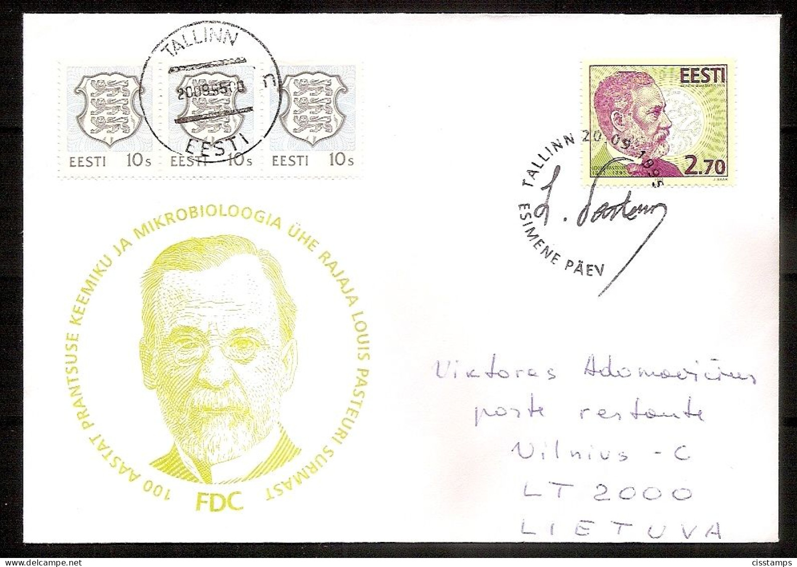 Estonia 1995●Louis Pasteur Death Centenary●Mi259 FDC - Medizin