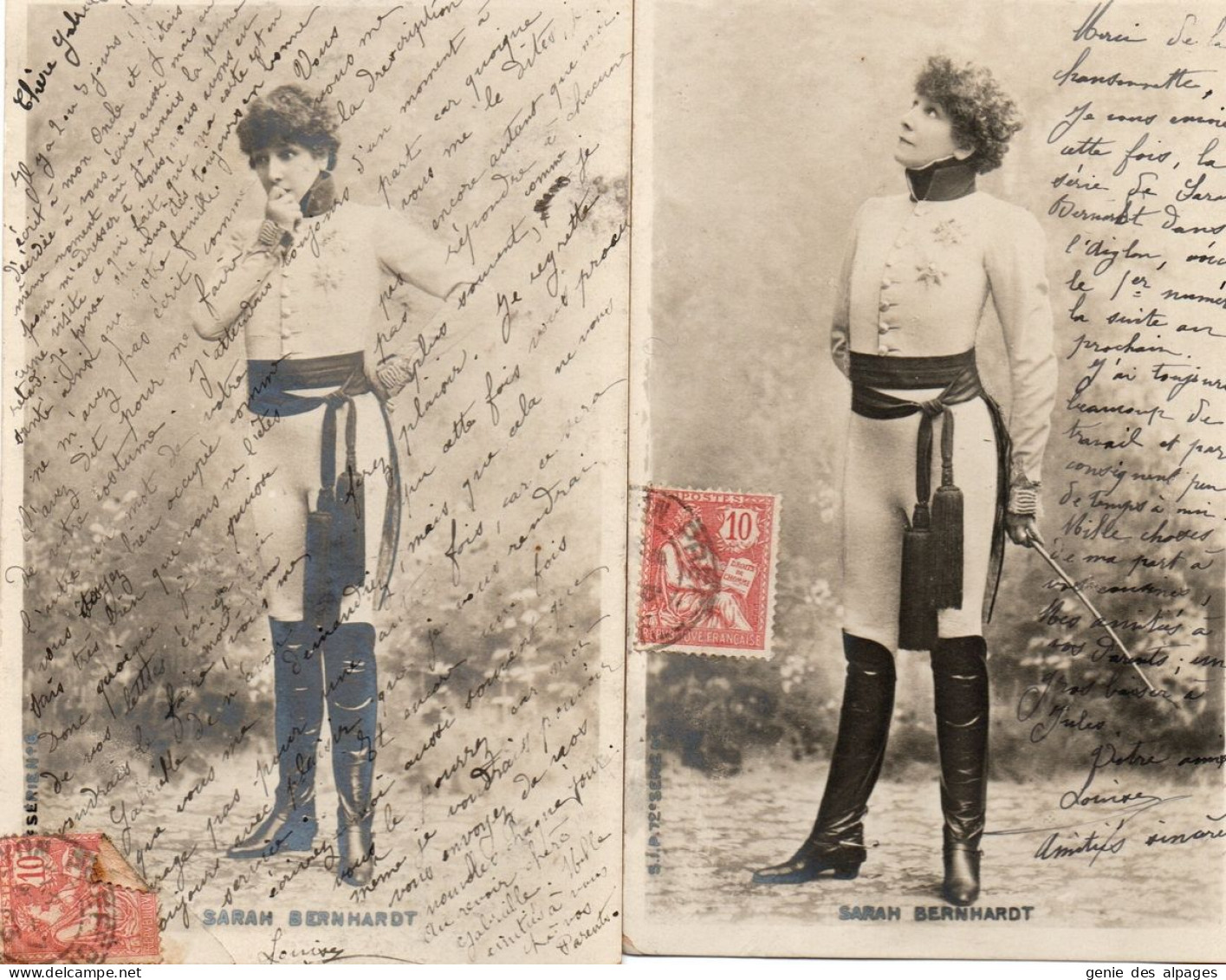 SARAH BERNHARDT, 6 Cartes Et CLEO De MERODE 1 Carte, Voyagé En 1902 SIP 72 Série - Artistes