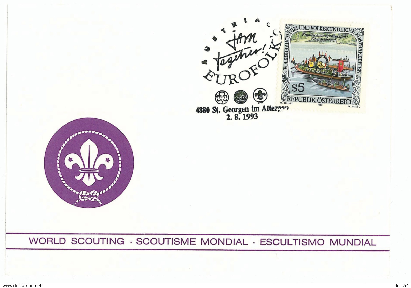 SC 61 - 273 Scout AUSTRIA - Cover - Used - 1993 - Lettres & Documents