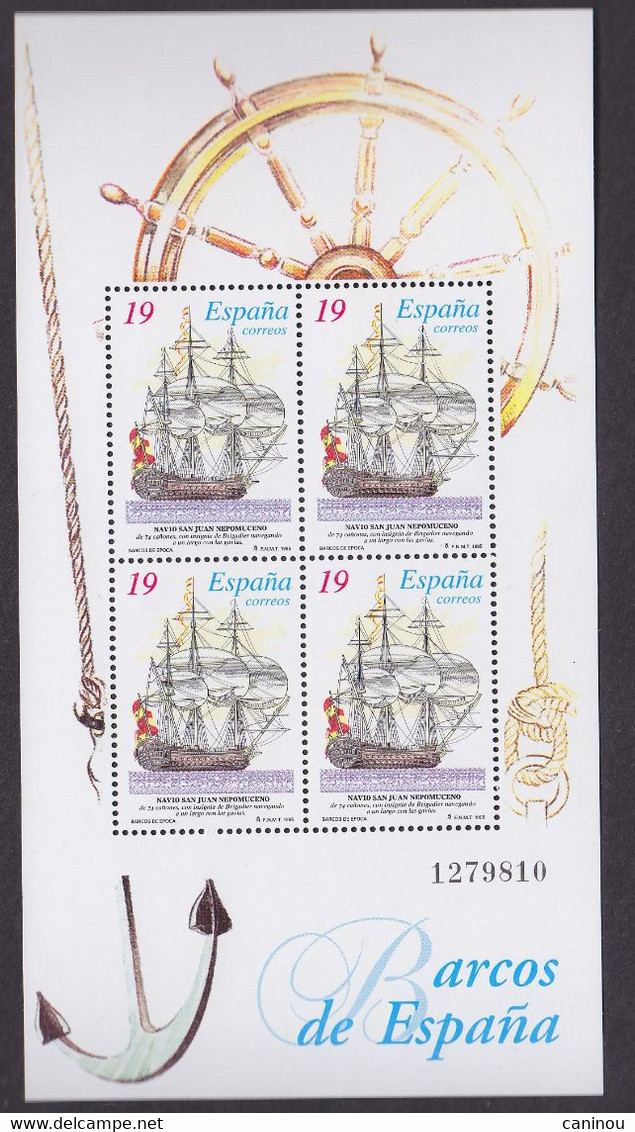 ESPAGNE BLOC FEUILLET Y & T BF 63 BATEAUX MARINE ESPAGNOLE 1995 NEUF SANS CHARNIERES - Blocks & Sheetlets & Panes