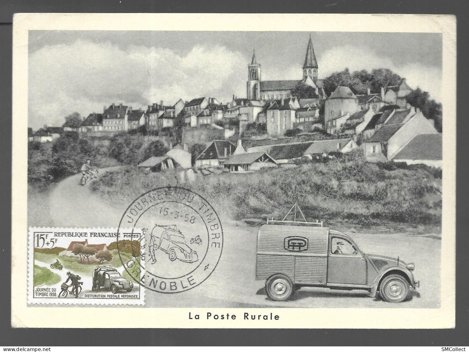 Poste & Facteurs. La Poste Rurale, Journée Du Timbre 1958. 2 CV Fourgonnette (GF3950) - Posta