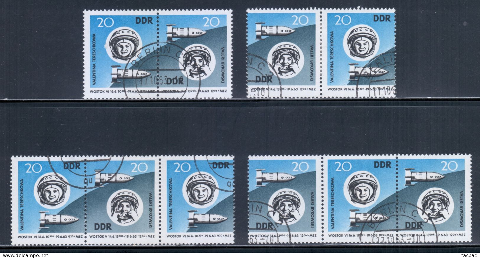 East Germany / DDR 1963 Mi# 970-971 Used - W Zd 90-93 (4 Zd) - Space Flights Of Valeri Bykovski And Valentina Tereshkova - Europe