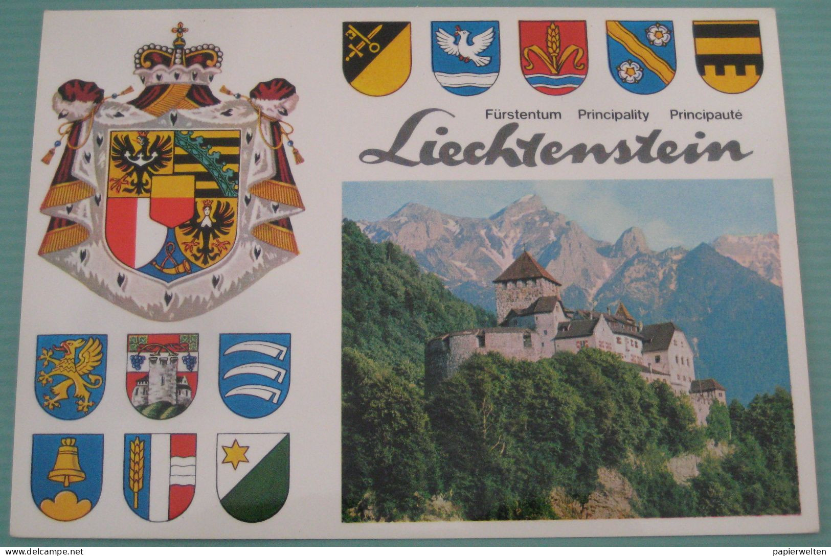 Vaduz - Schloß Und Wappen Des Fürstentum Liechtenstein - Liechtenstein