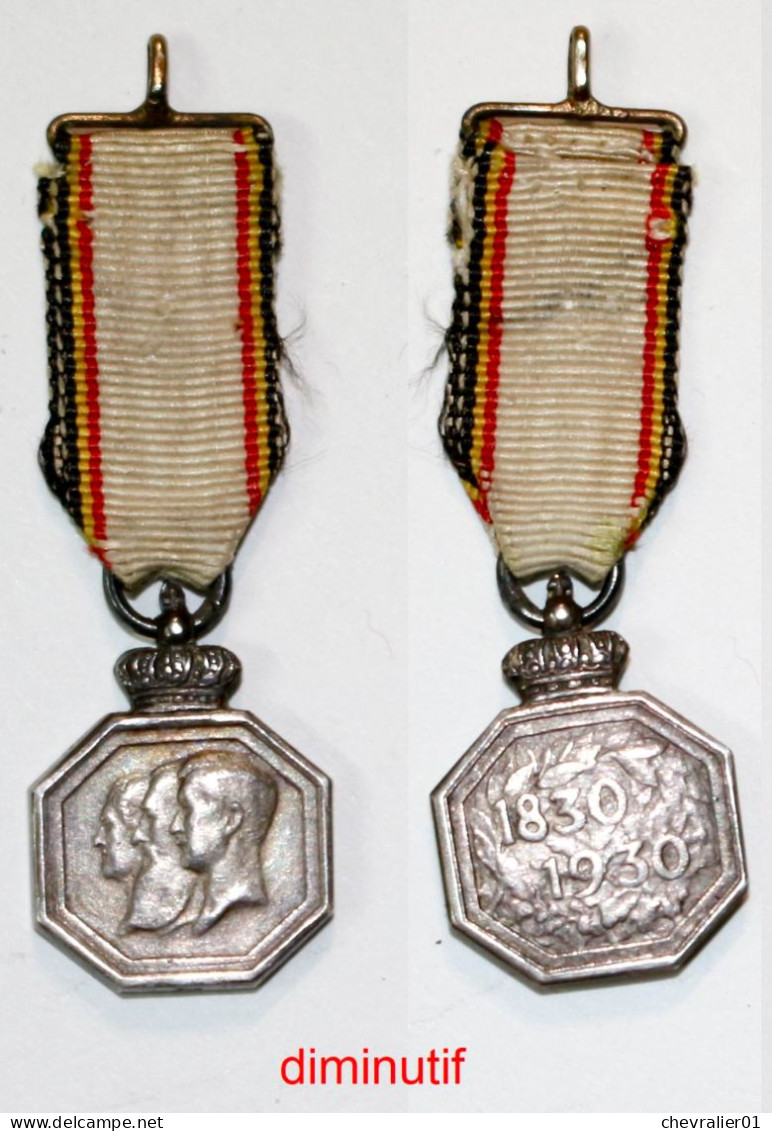 Médaille Civile-BE-di_commémorative_100 Ans Indépendance De La Belgique 1830-1930_diminutif_D_21-04-1 - Andere & Zonder Classificatie