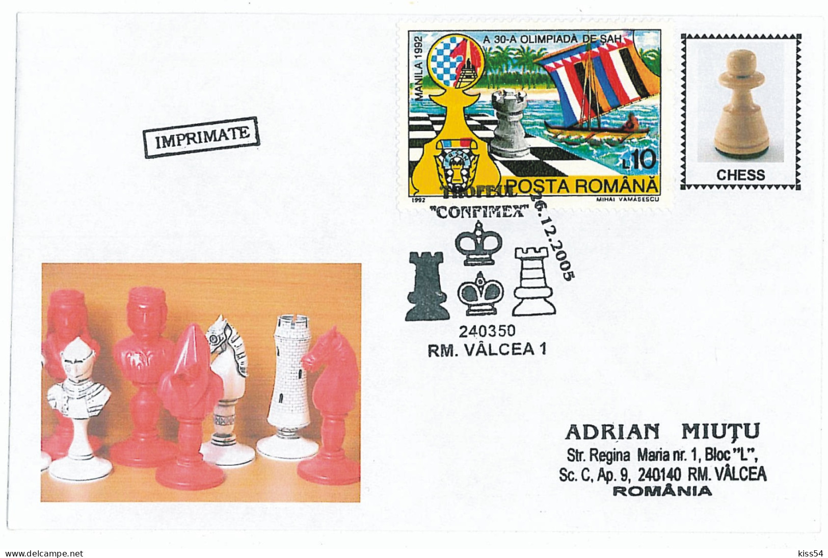 COV 82 - 219 CHESS, Romania - Cover - Used - 2005 - Covers & Documents