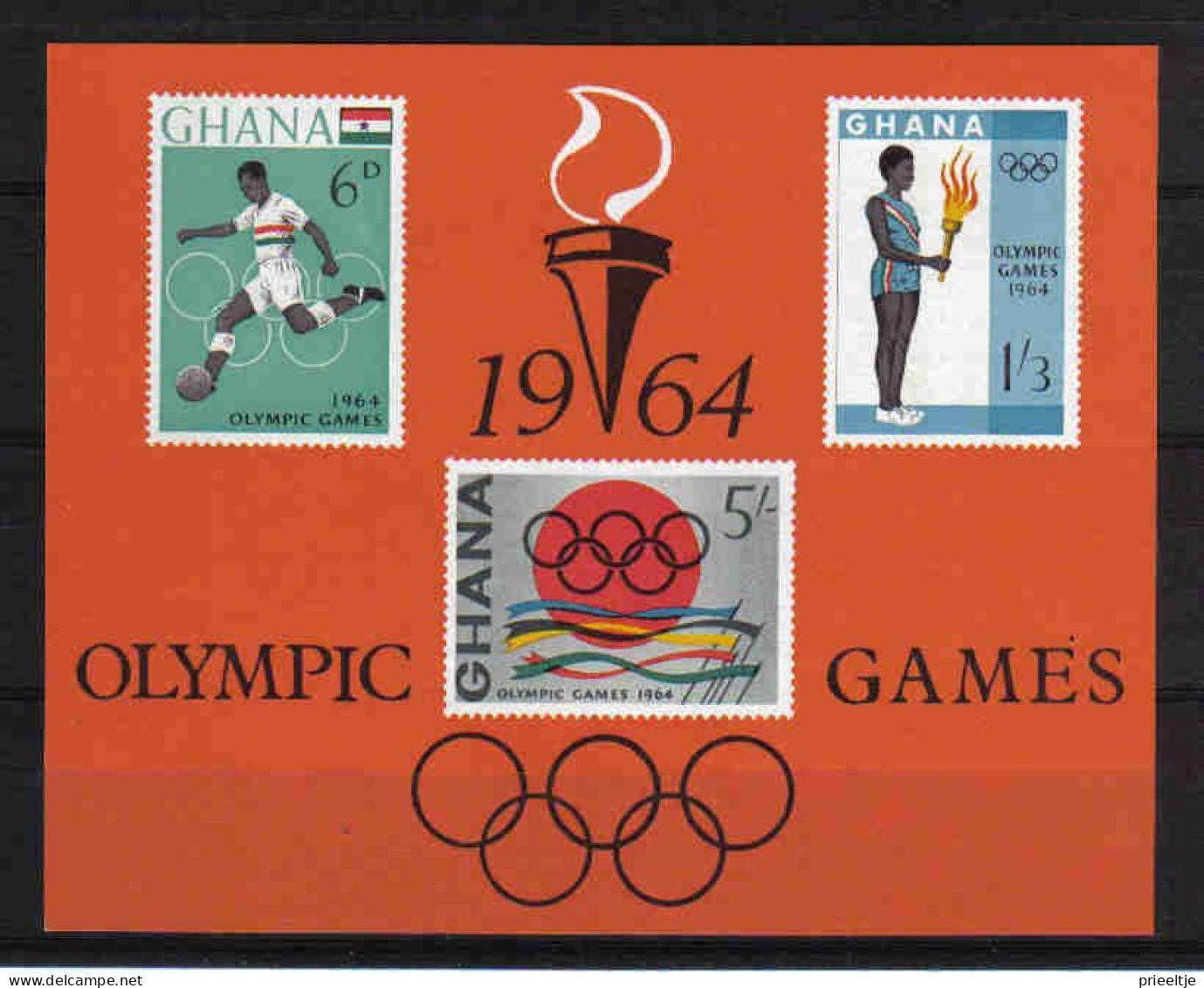 Ghana 1964 Ol. Games Tokyo S/S Imperf Y.T. BF 10 ** - Ghana (1957-...)