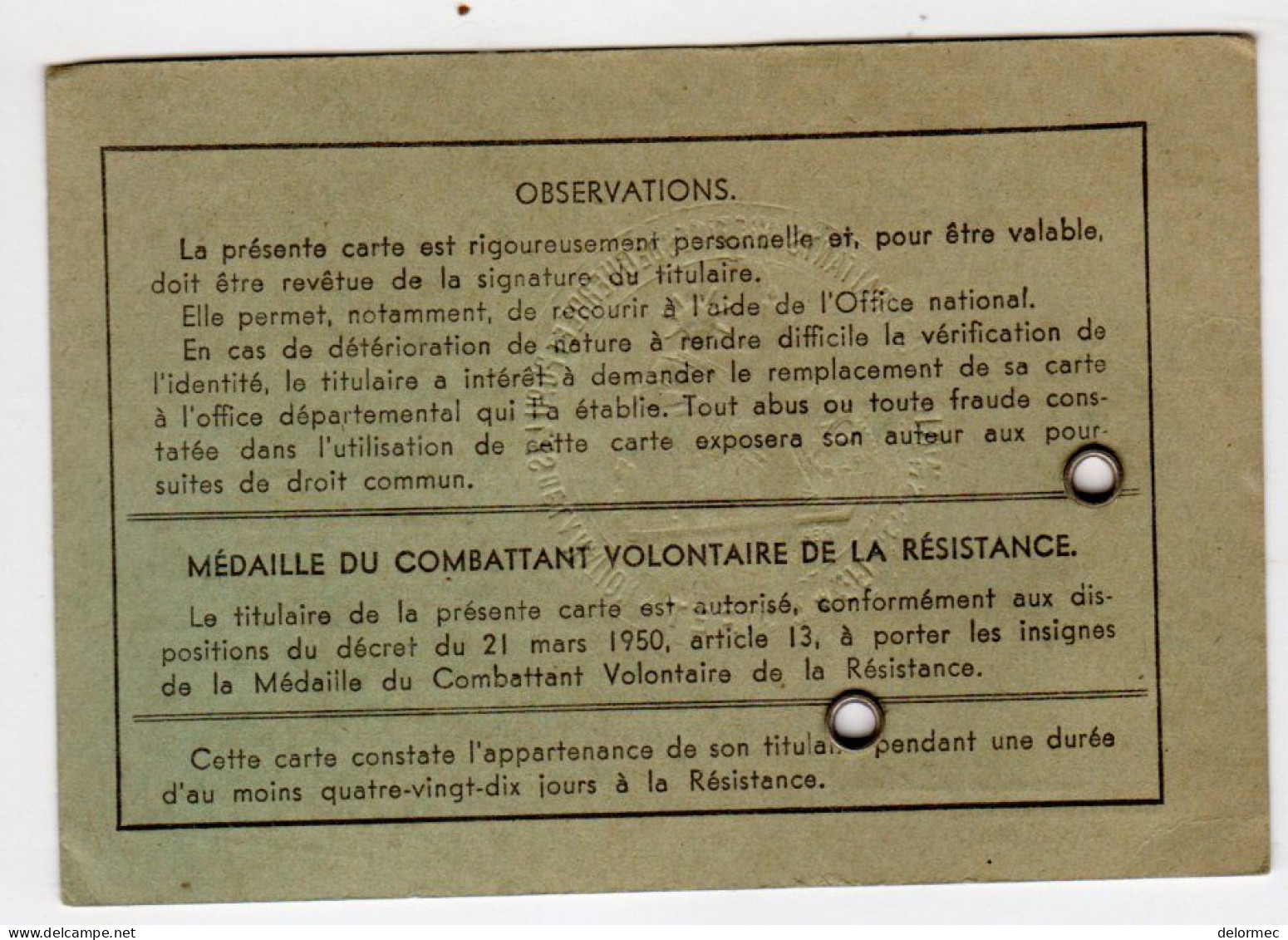 Militaria Guerre 1939-45 Ww2 Carte Combattant Résistance Volontaire Robert Haudebourg Saint Jean De La Ruelle - 1939-45