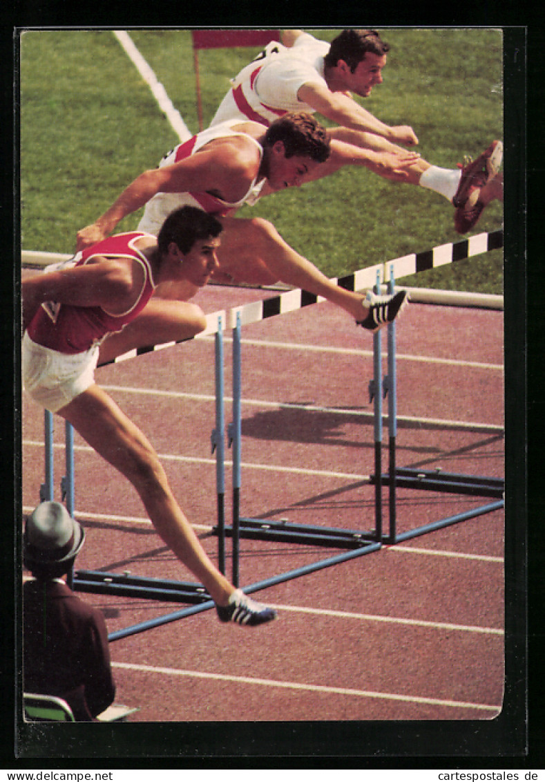 Foto-AK Mexiko-Stadt, Olympia 1968, Zehnkampf, Kurt Bendlin Beim 110 M Hürdenlauf  - Sonstige & Ohne Zuordnung