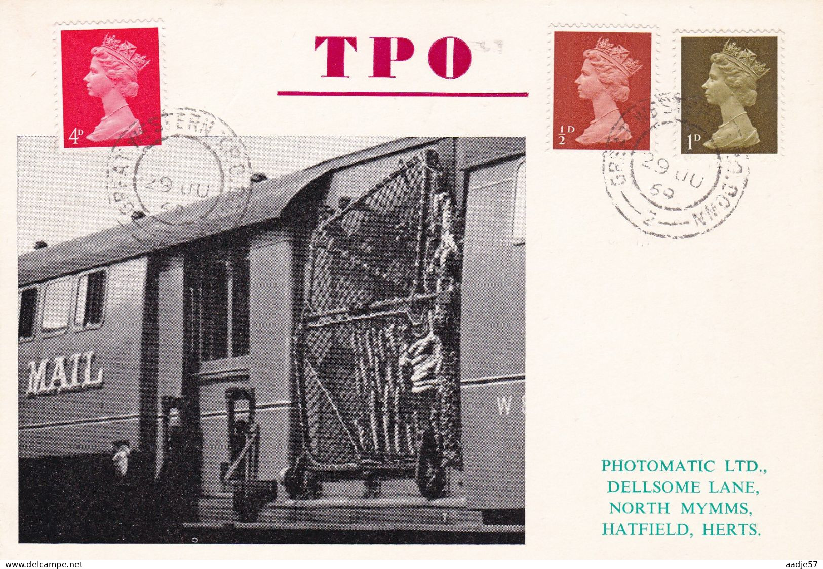 GB Engeland 1969 TPO Day Card - Eisenbahnen