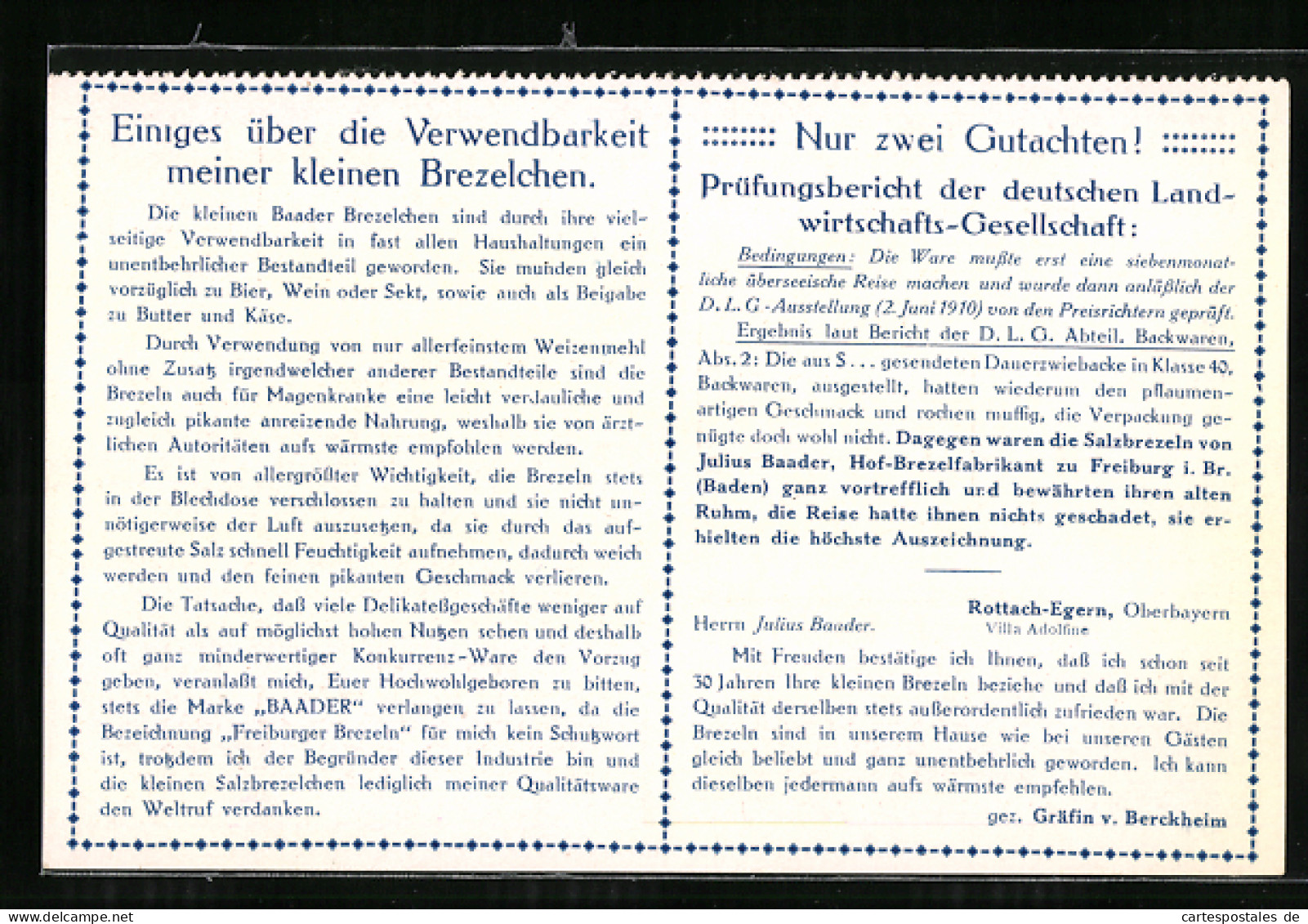 AK Freiburg I. Br., Reklame Der Hof-Brezelfabrik Julius Baader, Bestellkarte  - Reclame