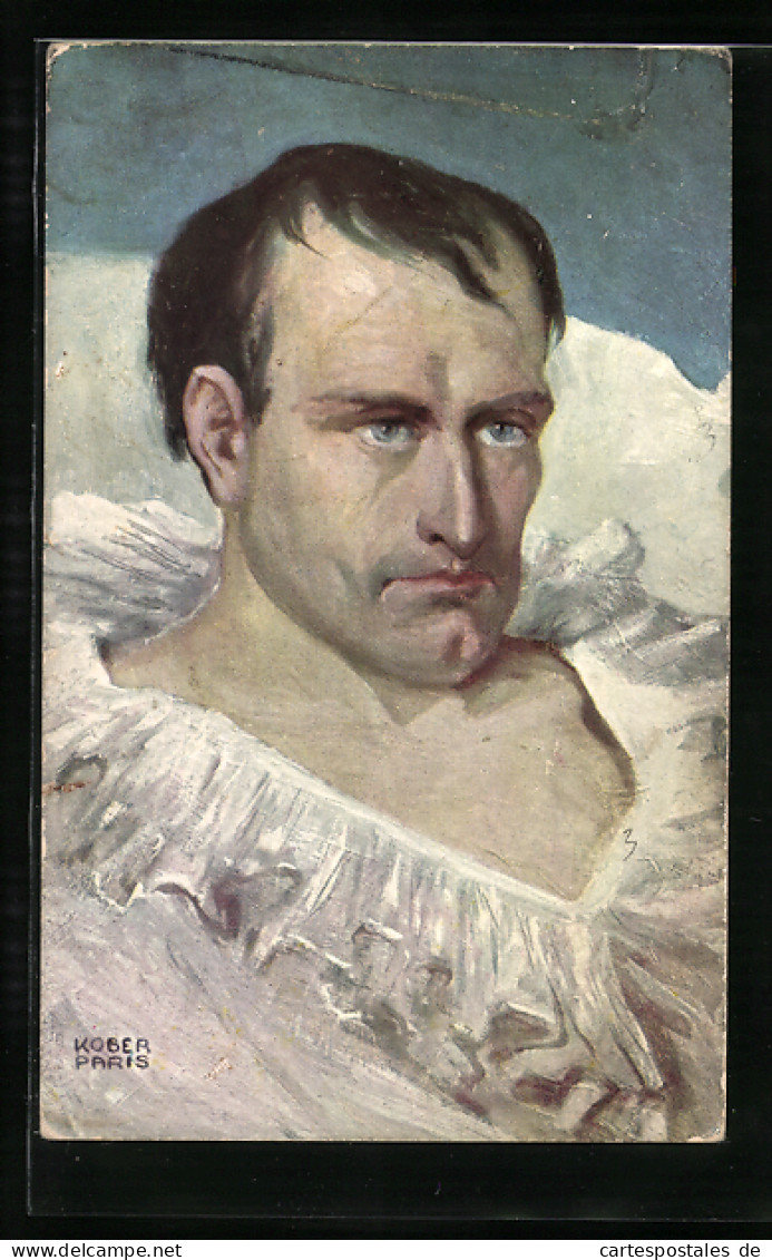 Künstler-AK Sign. Kober: Napoleon, Portrait In Hemd  - Personnages Historiques