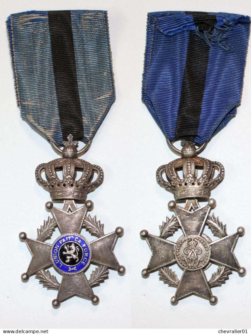 Médaille-BE-020_V2_m_Ordre De Leopold II_Chevalier_métal Argenté_1908-1951_FR_21-04-4_D - Belgio