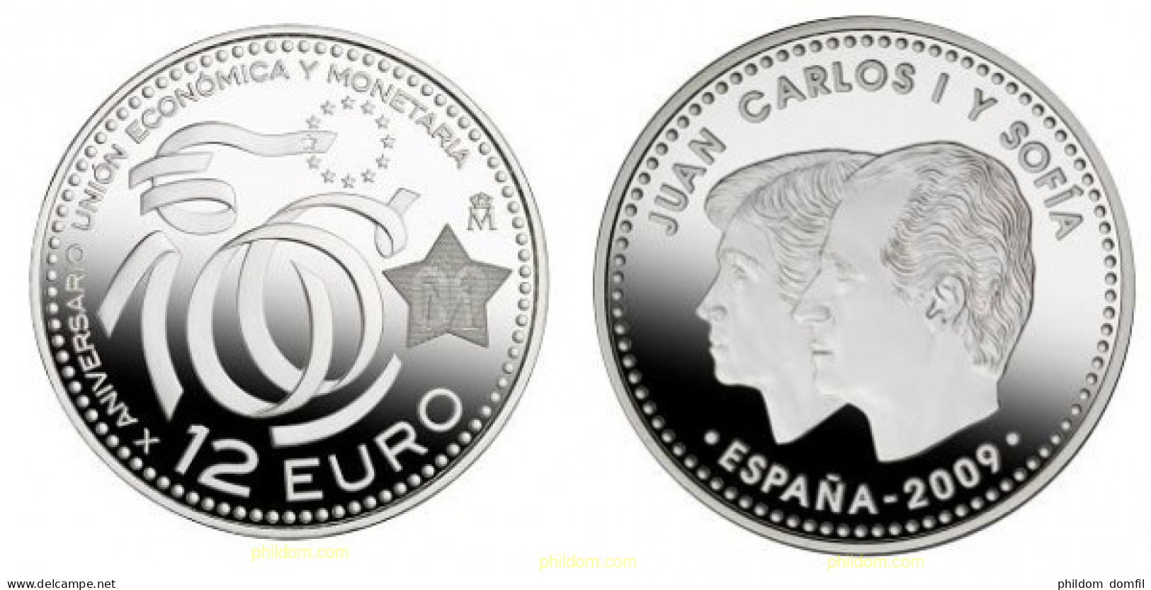 1811 ESPAÑA 2009 12 EUROS - 2009 - X ANIV. UNION MONETARIA - 10 Centesimi